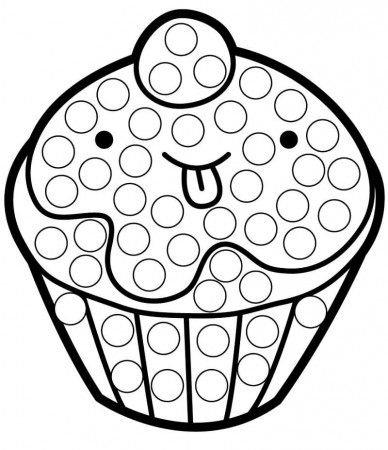 Cupcake Dot Marker Coloring Page - Free Printable Coloring Pages for Kids
