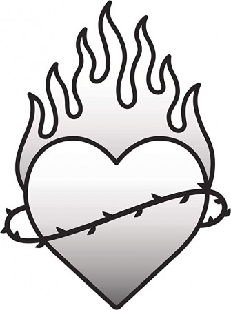 Amazon.com: Tattoo Style Old School Classic Broken Heart Cartoon Vinyl  Sticker, Heart on Fire Colored : Automotive