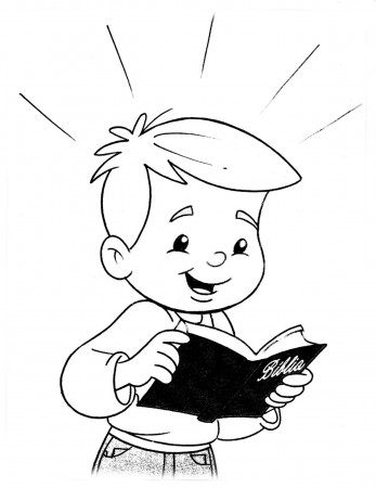Kids Reading Bible Coloring Page drawing free image download