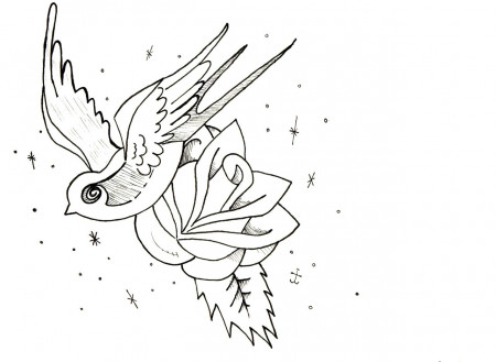 rose flower and bird coloring page rose flowers coloring pages ...