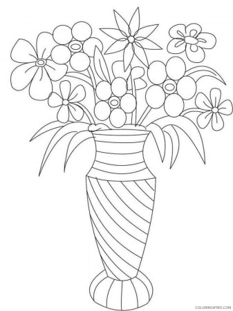Vase Coloring Pages flower in vase 3 Printable 2021 6187 Coloring4free -  Coloring4Free.com