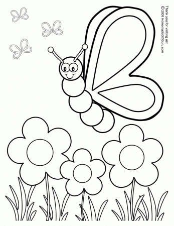 Butterfly With Flowers Coloring Pages Silly Butterfly Coloring ...