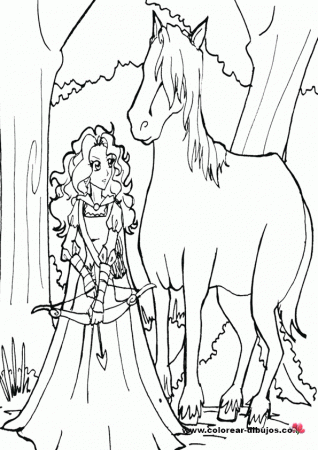 Brave Princess Merida And Horse Coloring Pages Coloring Pages For ...