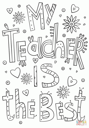My Teacher is the Best Doodle coloring page | Free Printable Coloring Pages