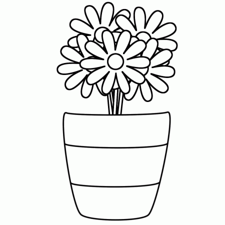 Flowers in a Vase with Stripes - Coloring Page (Plants)