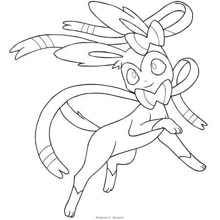 Sylveon from the sixth generation of the Pokémon coloring page