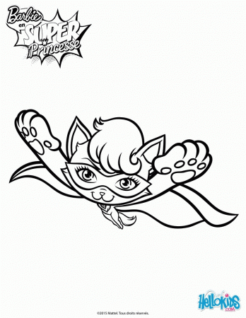Barbie in Princess Power Coloring Pages - Super Cat in Flight