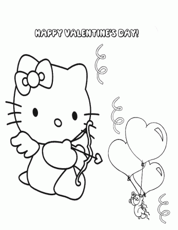 Hello Kitty Valentine Balloon Coloring Page | H & M Coloring Pages