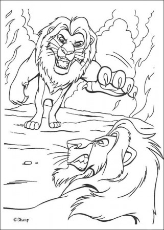 The Lion King coloring pages - Mufasa Fights Scar