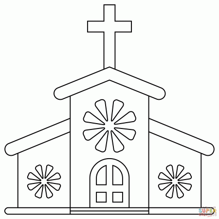 Church coloring page | Free Printable Coloring Pages