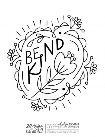 Coloring Page - Be Kind — Lettering Works