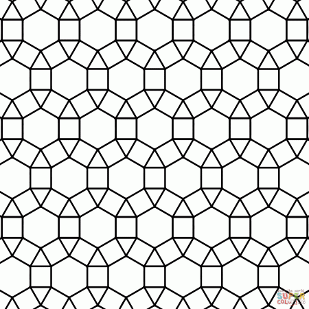 Tessellation with Hexagon, Triangle and Square coloring page ...