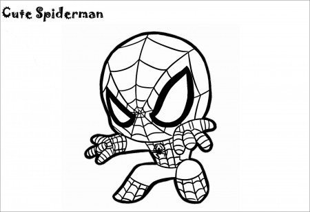 Chibi Spiderman Coloring Page to Print - ColoringBay