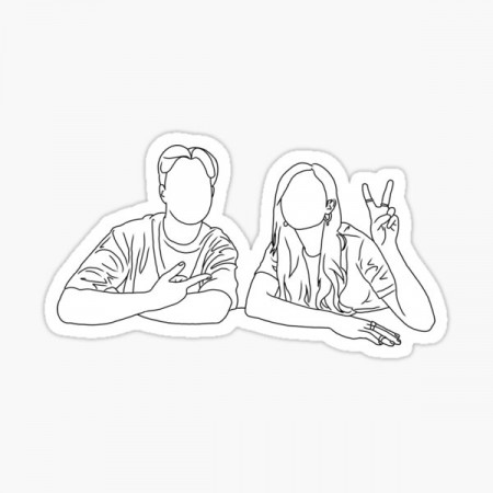 Couple art outline drawing