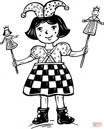 Child Dressed in as a Jester coloring page | Free Printable Coloring Pages