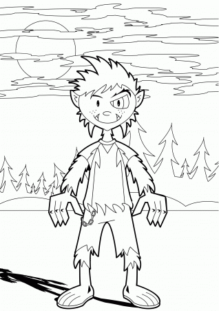 Halloween Coloring Pages Werewolf For Kids | Hallowen Coloring ...