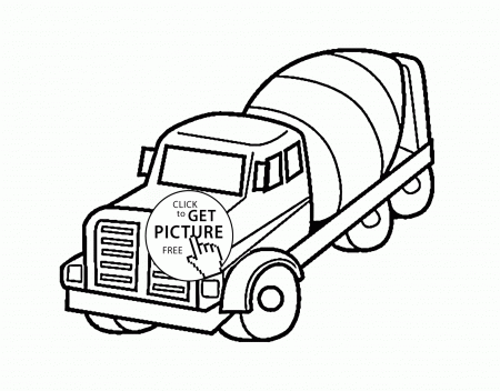 Cement Mixer Truck coloring page for kids, transportation coloring ...