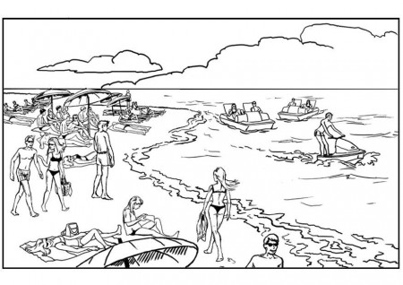 Beach Scene - Coloring Pages for Kids and for Adults