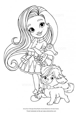 Drawing of Sunny and Doodle from Sunny Day coloring page