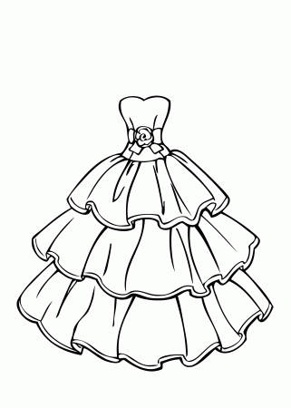 Wedding dress beautiful coloring page for girls, printable free ...