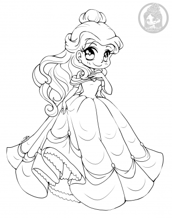 Princess Belle Chibi Linearts by YamPuff • YamPuff's Stuff