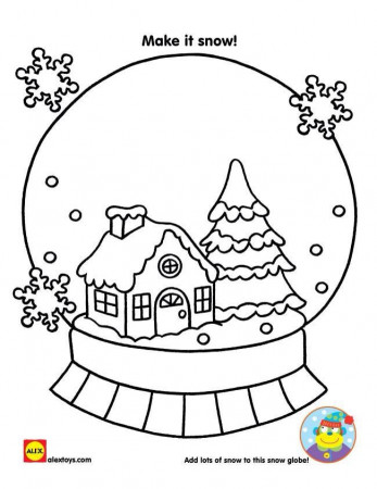 Snow globe coloring page | งานฝีมือเด็กก่อนวัยเรียน, สมุดระบายสี, คริสต์มาส