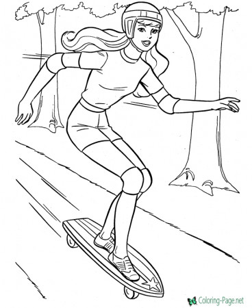 Girl Skateboarding - Coloring Pages for Girls