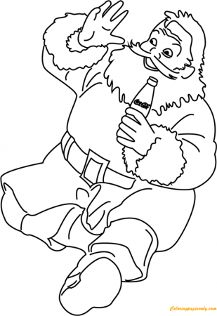 Santa Enjoying Drink Coca Cola Coloring Page - Free Coloring Pages Online