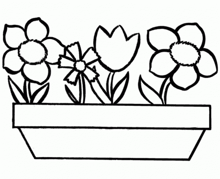 Flowers In A Pot Coloring Page - coloringmania.pw | coloringmania.pw