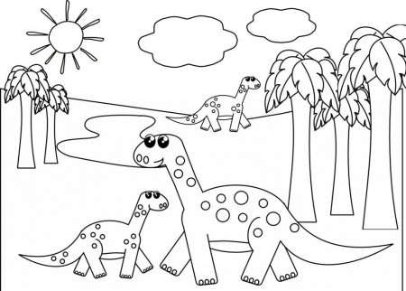 Cute Dinosaur - Coloring Pages for Kids and for Adults