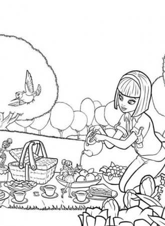 Vanessa Going Picnic with Barbie Thumbelina Coloring Pages | Best ...