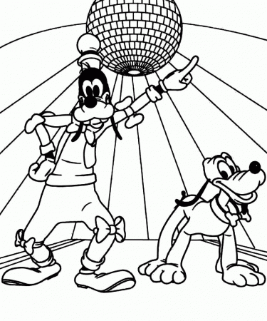 Download Goofy And Pluto Disco Together Disney Junior Coloring 