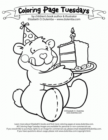 dulemba: Coloring Page Tuesday - Birthday Cake Bear! (