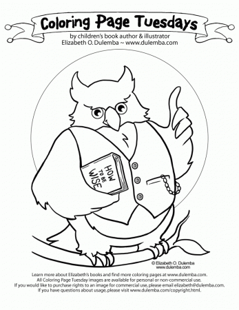 dulemba: Coloring Page Tuesday! - Wise Owl