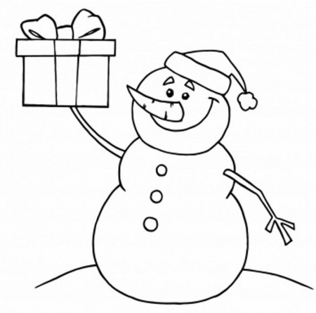Download Printable Coloring Pages Christmas Snowman And Present Or 