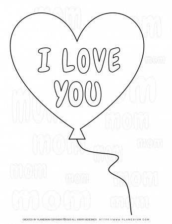 Mother's day - Coloring Page - I Love You Mom | Planerium
