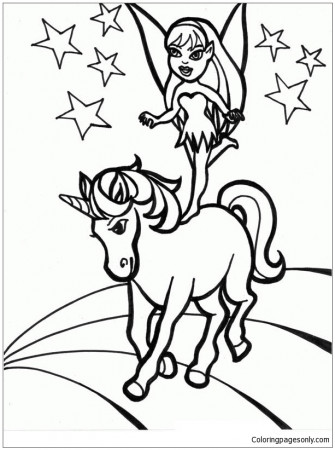 Unicorn and Girl Coloring Pages - Cartoons Coloring Pages - Coloring Pages  For Kids And Adults
