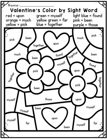 Valentine Sight Words Coloring Page - Free Printable Coloring Pages for Kids