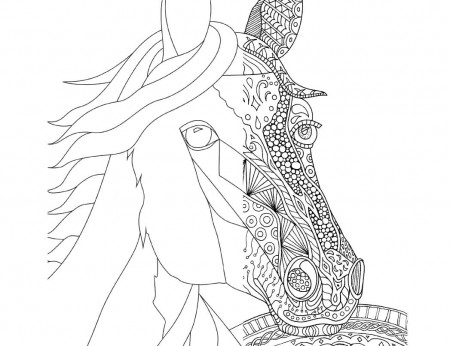 Zentangle Horse Coloring Page for Adults, plus Bonus Easy Horse