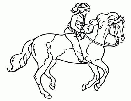 Girl Riding a Horse Coloring Page | Realistic Drawing