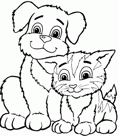 Coloring Pictures Of Puppies And Kittens - High Quality Coloring Pages