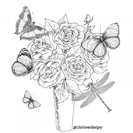 Printable Coloring Page Flowers Stress Relieving Patterns - Etsy