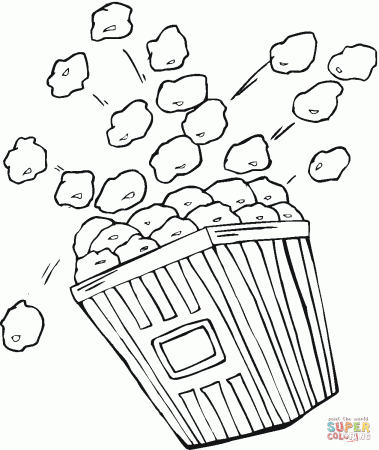 Popcorn Picture To Color - Coloring Pages for Kids and for Adults