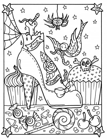 coloring page: Halloween Sweets And Pinups Digital Coloring ...