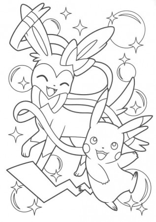 Pikachu and Eevee Friends coloring book | Pokemon coloring ...