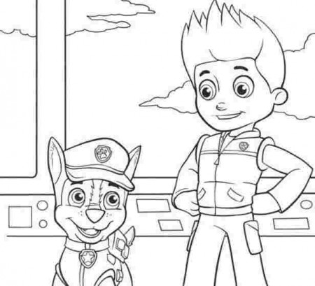 paw patrol ryder and chase coloring pages paw patrol coloring ...