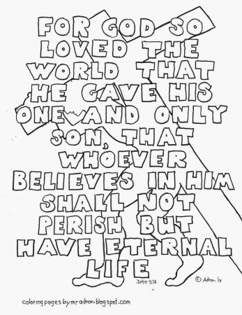 John 3:16 Coloring Page With All The Words. Free | Sunday school ...