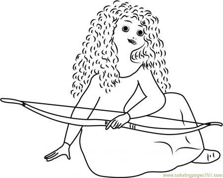 Merida with Bow and Arrow Coloring Page - Free Brave Coloring ...