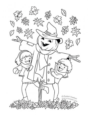 Autumn coloring pages for kids with heart warming illustrations