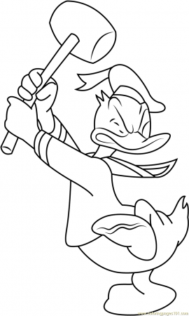 Donald Duck having Hammer Coloring Page - Free Donald Duck Coloring Pages :  ColoringPages101.com